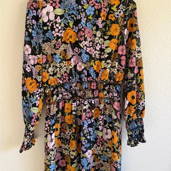 Wayf Multicolor Floral Smocked Mini Dress-Size L - Picture 4 of 8